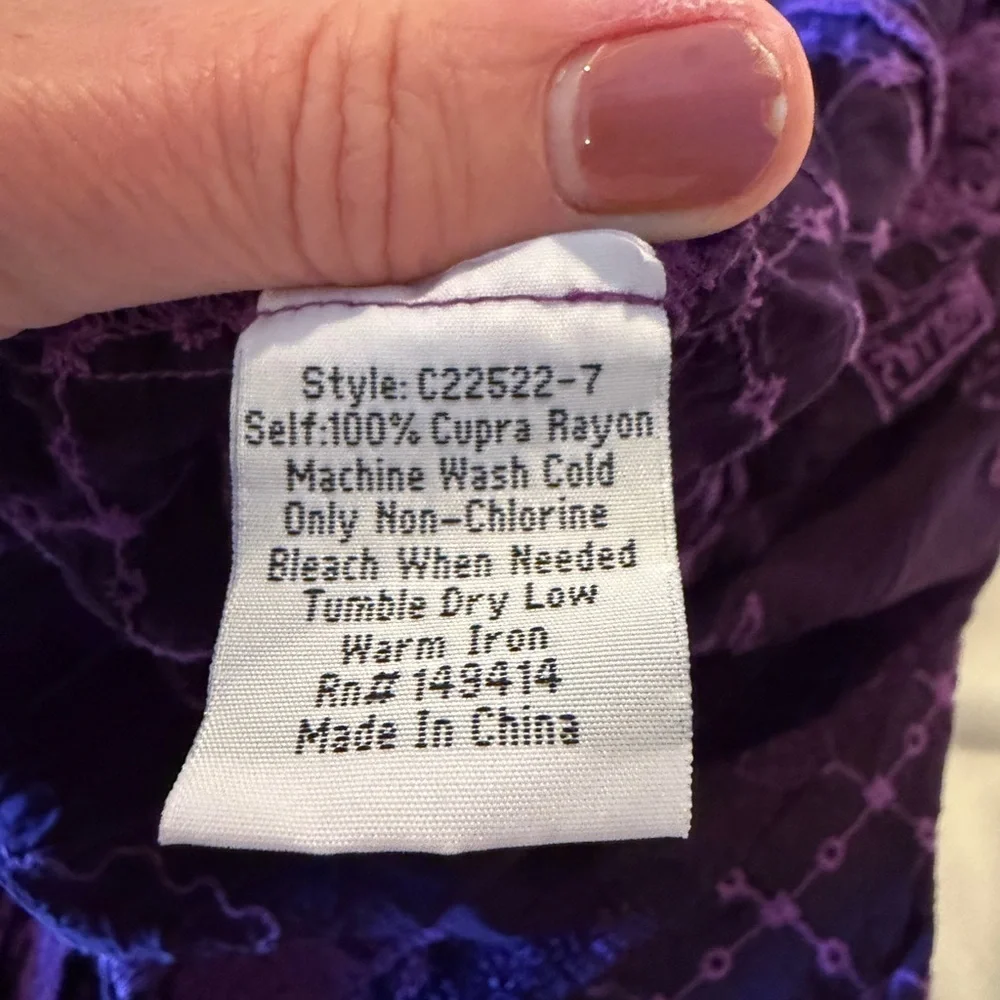 Johnny Was Horses Purple Shift Tunic Dress Women’s Small